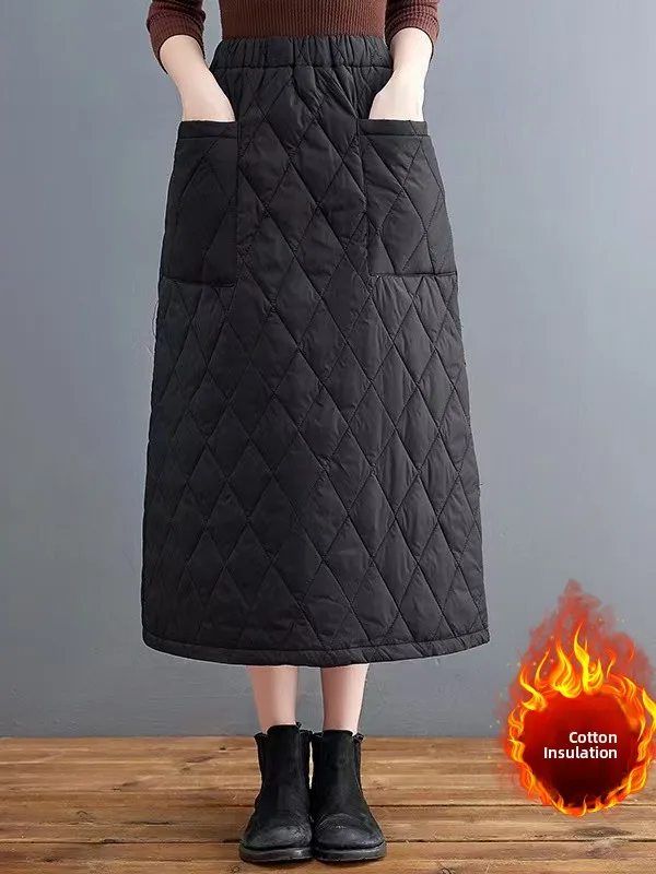Warm Cotton Half-length Skirt with Double Pockets Diamond Pattern High-waist Slimming Midi-length A-line Skirt for Plus-size ...
Warm Cotton Half-length Skirt with Double Pockets Diamond Pattern High-waist Slimming Midi-length A-line Skirt for Plus-size ...