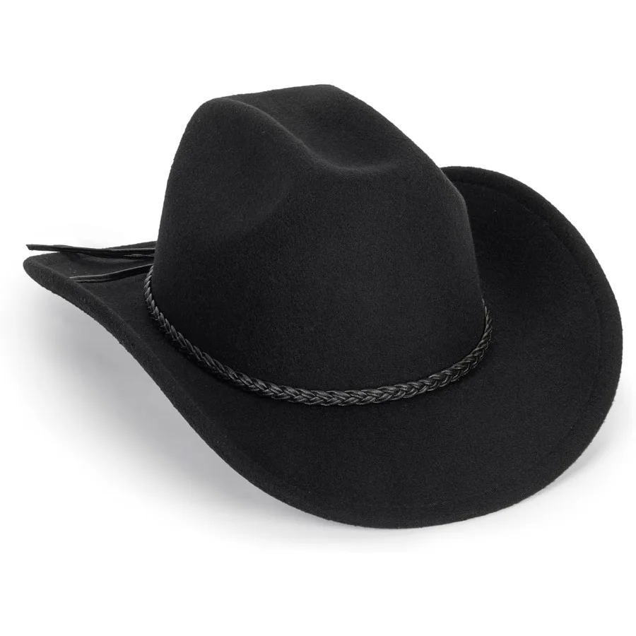 Vintage Western Cowboy Hat for Men Women Wide Brim Cowgirl Fedora Hats with Braided Rope Band Perfect for Outdoor Rodeos Countr
Vintage Western Cowboy Hat for Men Women Wide Brim Cowgirl Fedora Hats with Braided Rope Band Perfect for Outdoor Rodeos Countr