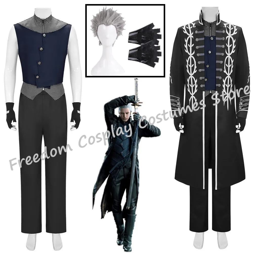 Hot Game DMC5 Adult Men Disguise Vergil Cosplay Anime Cosplays Women's Costumes Halloween Carnival Men Suit Jacket Vest Costume
Hot Game DMC5 Adult Men Disguise Vergil Cosplay Anime Cosplays Women's Costumes Halloween Carnival Men Suit Jacket Vest Costume