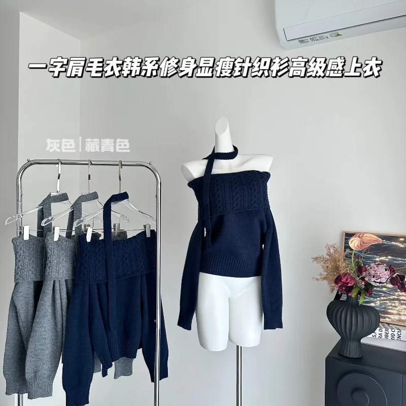 Sweet Hot Girl Off Shoulder Sweater Women's Long-sleeved Autumn/winter Slim-fit Knitted Shirt Fashion Female Clothes
Sweet Hot Girl Off Shoulder Sweater Women's Long-sleeved Autumn/winter Slim-fit Knitted Shirt Fashion Female Clothes