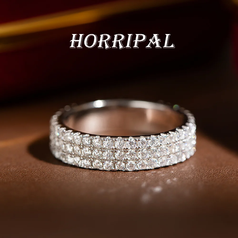 HORRIPAL D VVS1 Three Row Full Moissanite Ring for Men Woman S925 Sterling Silver GRA New Wedding Party Band Shiny Fine Jewelry
HORRIPAL D VVS1 Three Row Full Moissanite Ring for Men Woman S925 Sterling Silver GRA New Wedding Party Band Shiny Fine Jewelry
