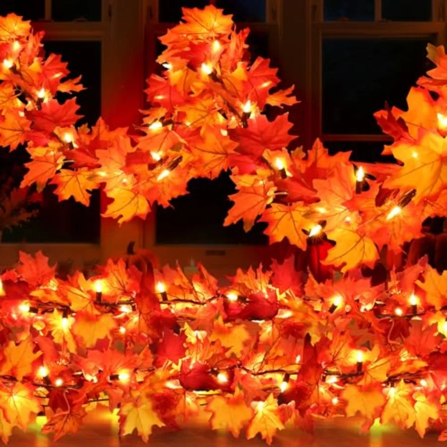 Fall Decorations Lighted Fall Garland 9Feet 50 Count Incandescent Lights Brown Wire UL Certified Connectable Maple Leaves Strin
Fall Decorations Lighted Fall Garland 9Feet 50 Count Incandescent Lights Brown Wire UL Certified Connectable Maple Leaves Strin