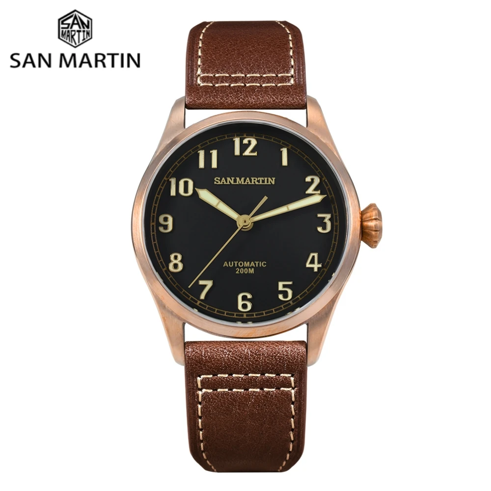 San Martin 42mm Retro Men Diver Watch CuSn8 Bronze Leather Strap Automatic Mechanical Watches Luminous Wristwatch SN0043Q
San Martin 42mm Retro Men Diver Watch CuSn8 Bronze Leather Strap Automatic Mechanical Watches Luminous Wristwatch SN0043Q