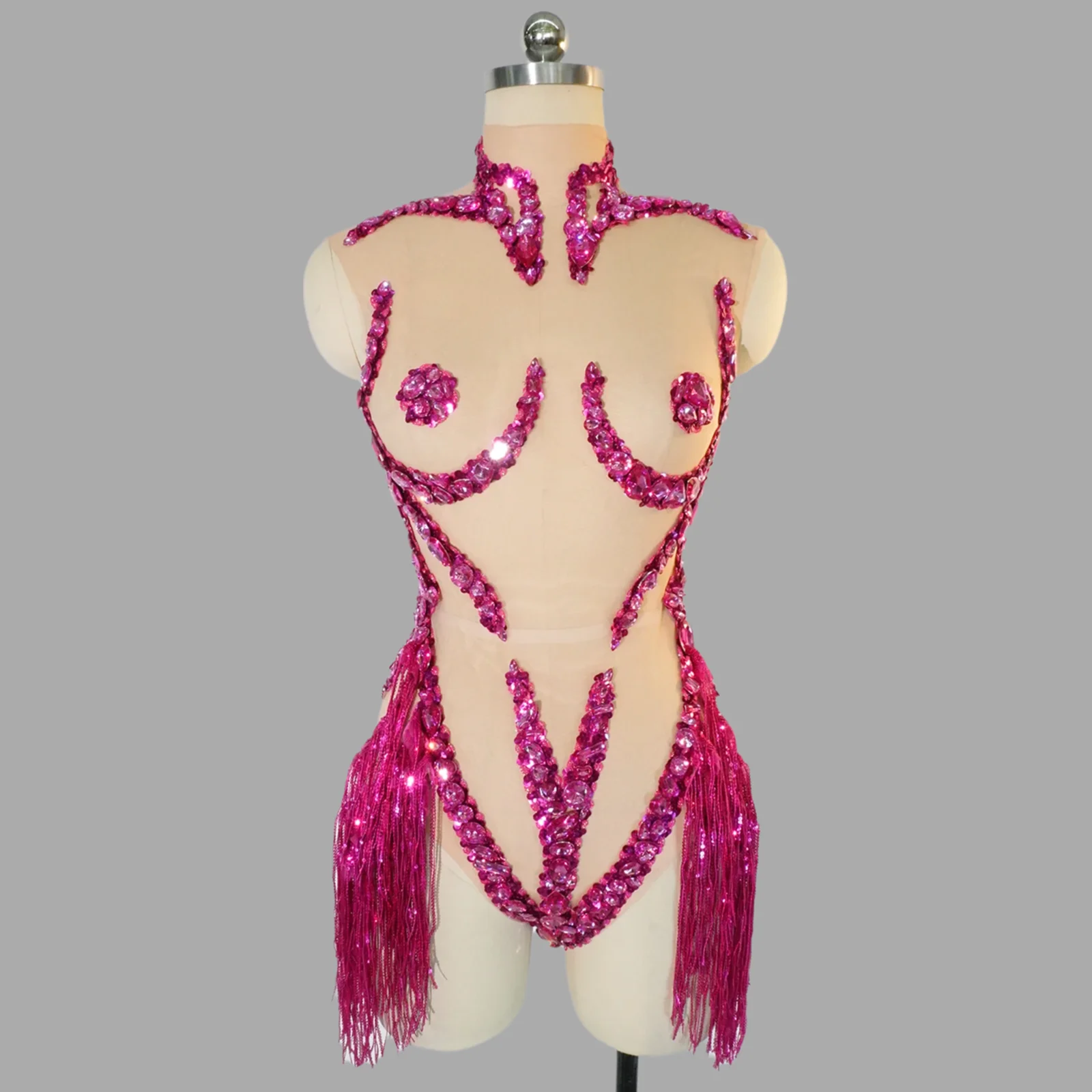 gogo Sexy Pink mesh see-through Fringes Sparkling rhinestone Bodysuit Party Celebrate Birthday Singer stage performance costume
gogo Sexy Pink mesh see-through Fringes Sparkling rhinestone Bodysuit Party Celebrate Birthday Singer stage performance costume