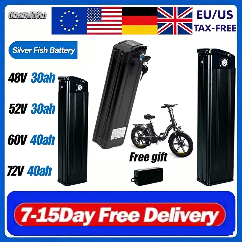 ChampionLithium Battery 36V/48V/52V/60V/72V High-Capacity High-Power Lithium Battery Black Silver Fish Battery With Bottom Power
ChampionLithium Battery 36V/48V/52V/60V/72V High-Capacity High-Power Lithium Battery Black Silver Fish Battery With Bottom Power