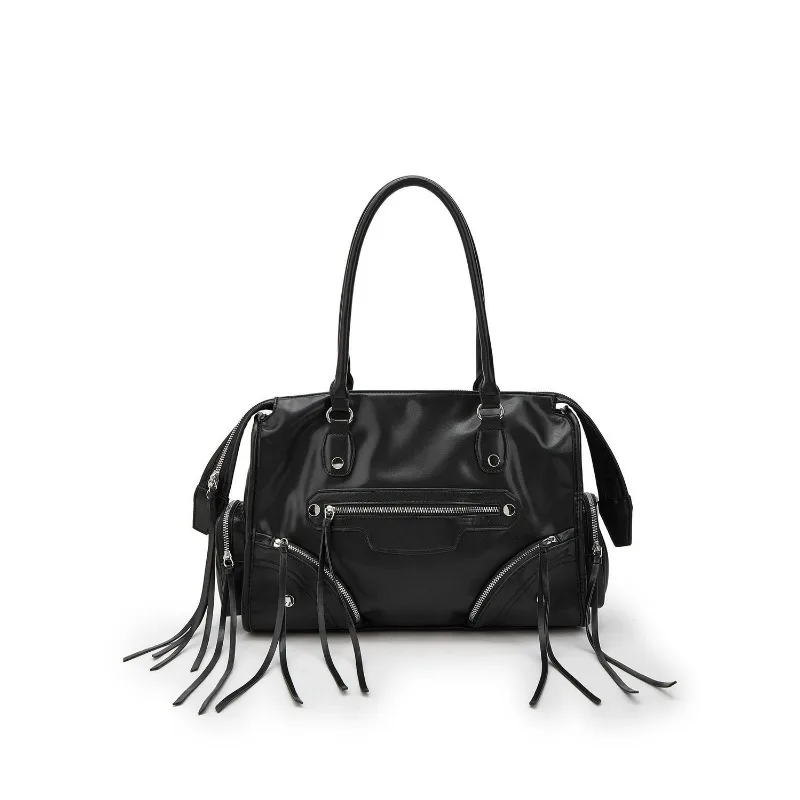 Retro Spice Girl Locomotive High-end Sense Large Capacity Tote Bag Rivet Tassel Temperament Single Shoulder Portable Messenger
Retro Spice Girl Locomotive High-end Sense Large Capacity Tote Bag Rivet Tassel Temperament Single Shoulder Portable Messenger