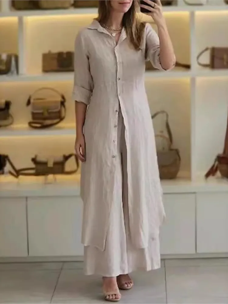 Female Fashion Solid Two Piece Sets Casual Long Sleeve Tops And High Waist Wide Leg Pants For Women Spring Autumn Women Clothes
Female Fashion Solid Two Piece Sets Casual Long Sleeve Tops And High Waist Wide Leg Pants For Women Spring Autumn Women Clothes
