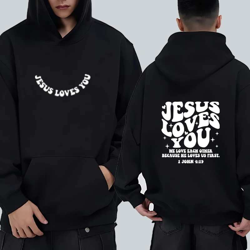 Jesus Loves You Double Sided Printed Hoodies Men women Fashion Fleece Oversized Pullovers High Quality Vintage Sweatshirt Unisex
Jesus Loves You Double Sided Printed Hoodies Men women Fashion Fleece Oversized Pullovers High Quality Vintage Sweatshirt Unisex