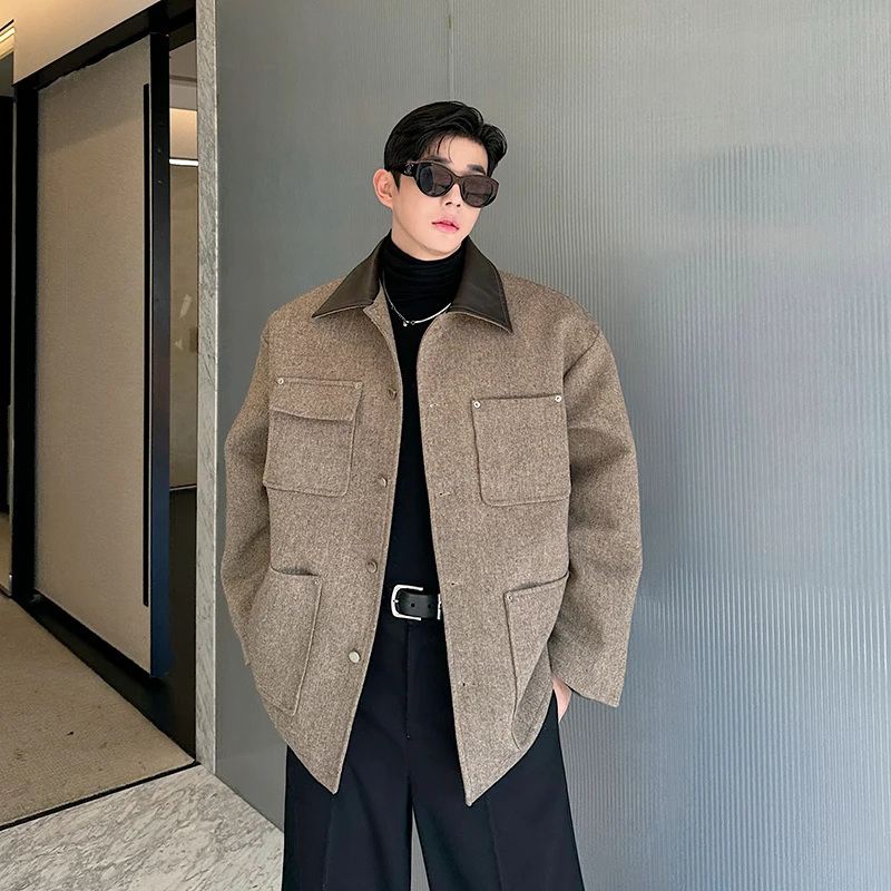 Retro Korean Sle Autumn Winter Jaet Multi ket Workwear PU Patchwork Trendy Brand Haome Knitted Material Top
Retro Korean Sle Autumn Winter Jaet Multi ket Workwear PU Patchwork Trendy Brand Haome Knitted Material Top