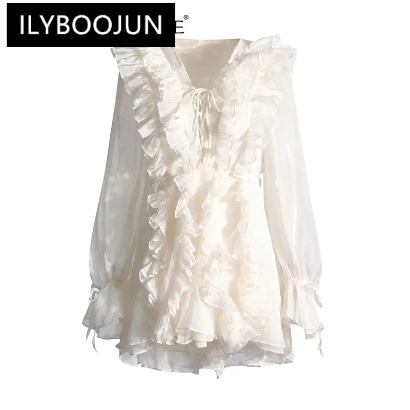 ILYBOOJUN Patchwork Ruffle Elegant Dress For Women V Neck Long Sleeve High Waist Solid Mini Dresses Female Fashion New Spring
ILYBOOJUN Patchwork Ruffle Elegant Dress For Women V Neck Long Sleeve High Waist Solid Mini Dresses Female Fashion New Spring
