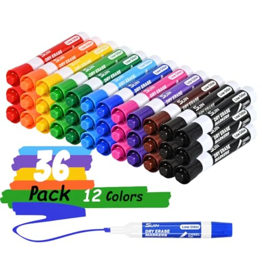 Dry Erase Markers, Chisel Tip Whiteboard Markers for Classroom and Office, Broad and Fine Lines, Wipe Clean and Ghost-Free, Wor
Dry Erase Markers, Chisel Tip Whiteboard Markers for Classroom and Office, Broad and Fine Lines, Wipe Clean and Ghost-Free, Wor