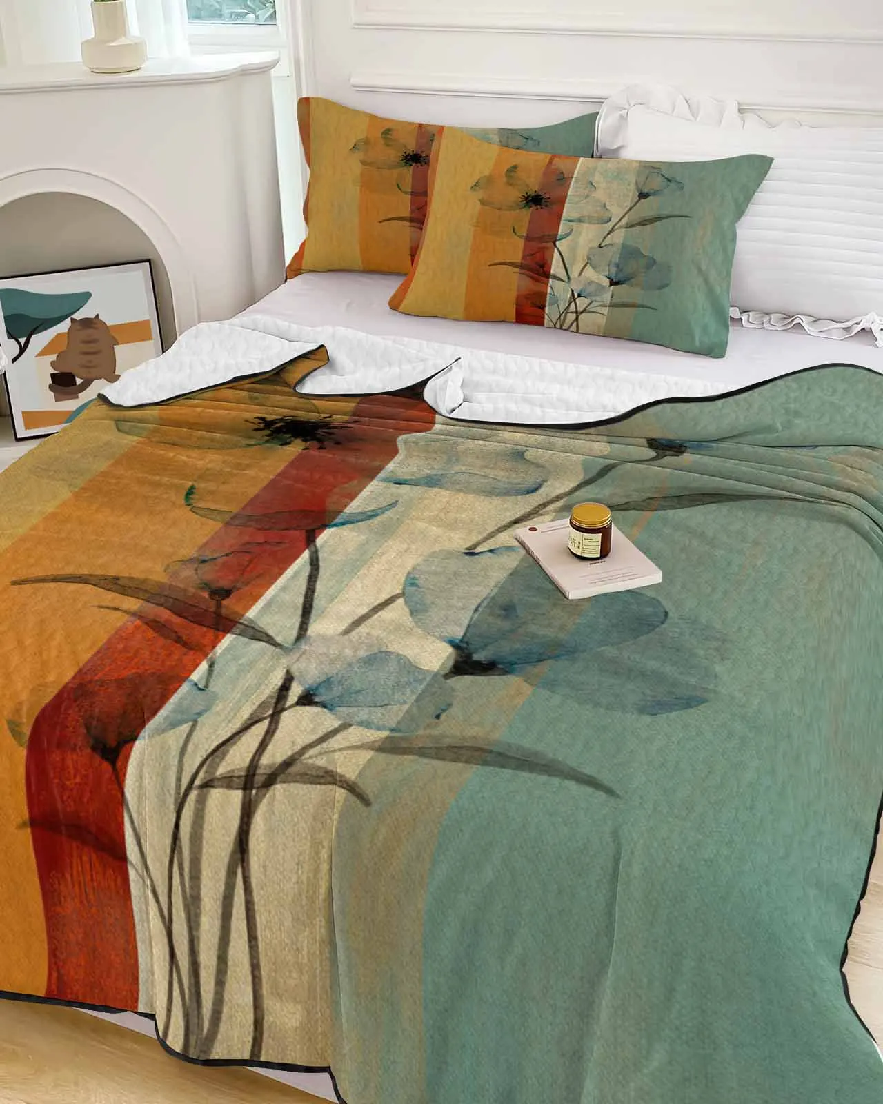 Overlay Of Flower Stripes Cooling Blankets Air Condition Comforter Lightweight Summer Quilt for Bed Breathable Soft Thin Quilt
Overlay Of Flower Stripes Cooling Blankets Air Condition Comforter Lightweight Summer Quilt for Bed Breathable Soft Thin Quilt