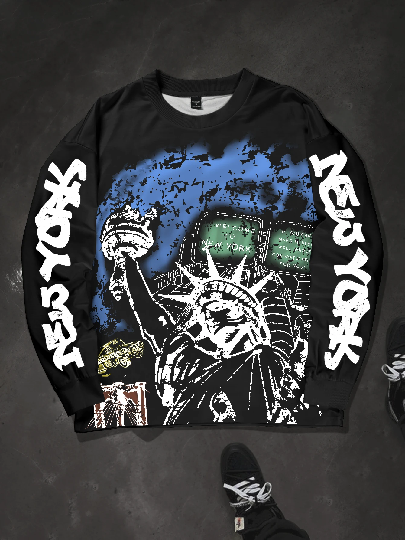 Men's Oversized Streetwear Sweatshirt Brand New York Statue Liberty Graffiti Print Polyester Long Sleeve Pullover S-2XL
Men's Oversized Streetwear Sweatshirt Brand New York Statue Liberty Graffiti Print Polyester Long Sleeve Pullover S-2XL
