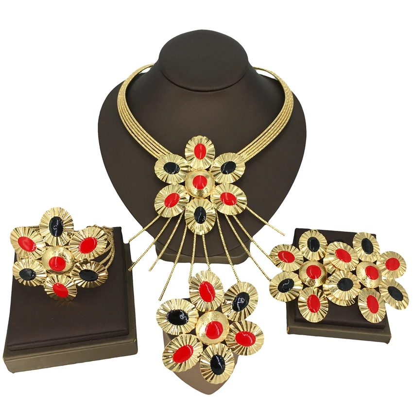Yuminglai Gold Color Jewelry Sets For Women Necklace Earrings Dubai African Indian Bridal Accessory Flowers Jewelry FHK13823
Yuminglai Gold Color Jewelry Sets For Women Necklace Earrings Dubai African Indian Bridal Accessory Flowers Jewelry FHK13823