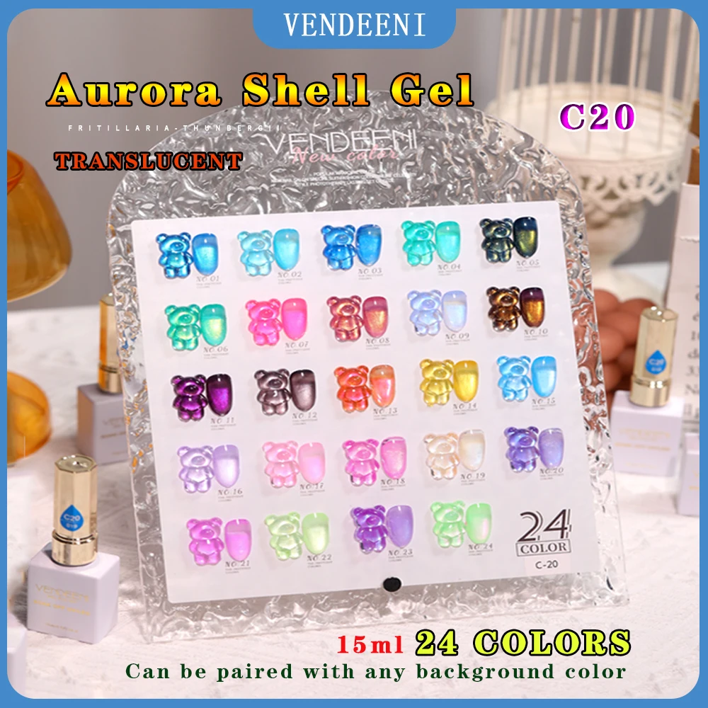 Vendeeni 24 Color/set Translucent Aurora Shell Gel Nail Polish Soak Off UV Led Can Matches Any Base Color Nail Art Varnish
Vendeeni 24 Color/set Translucent Aurora Shell Gel Nail Polish Soak Off UV Led Can Matches Any Base Color Nail Art Varnish