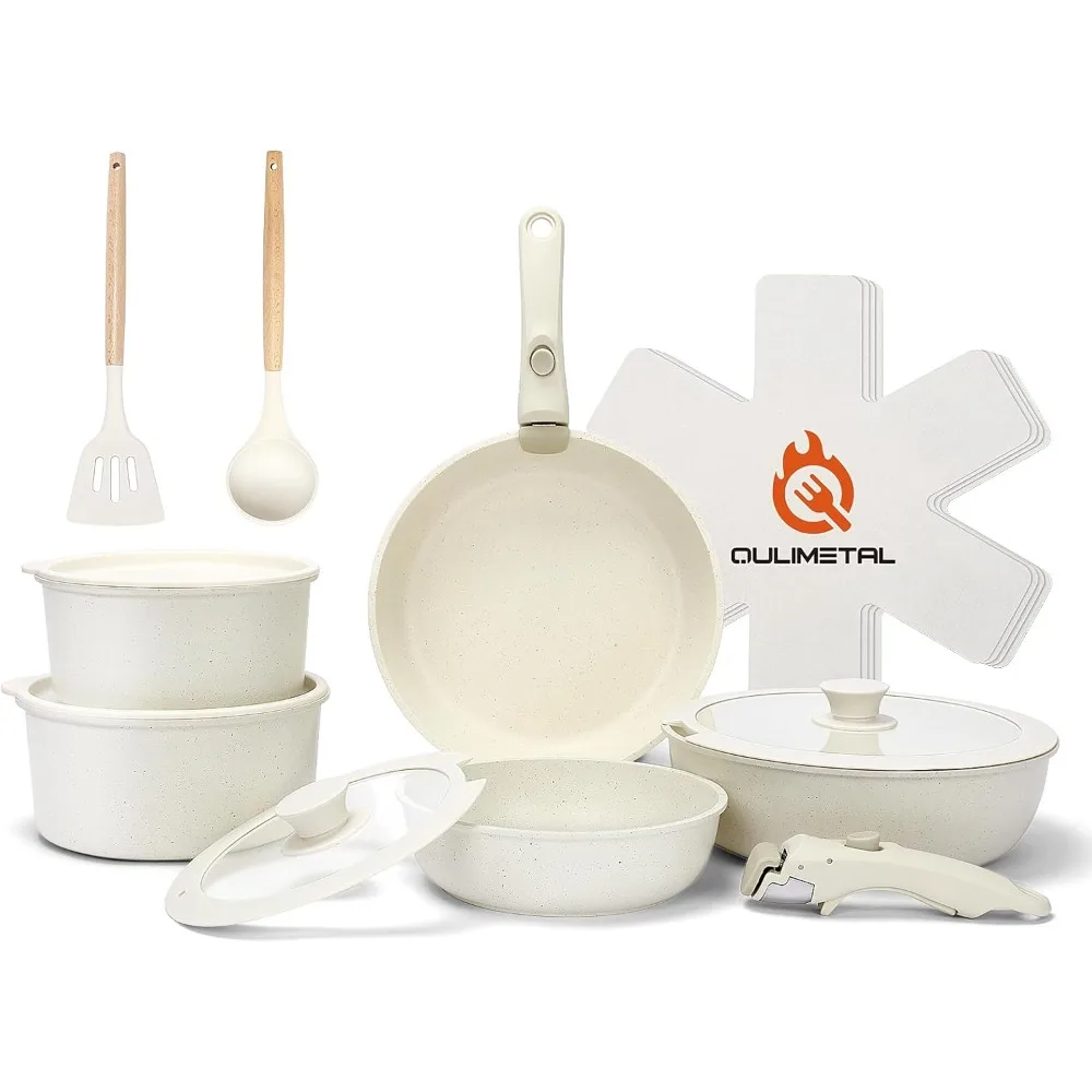 17-Piece Nonstick Pots and Pans Set with Removable Handle, PFOA Free, Oven Safe, Space-Saving Design, Includes Utensil and Pan P
17-Piece Nonstick Pots and Pans Set with Removable Handle, PFOA Free, Oven Safe, Space-Saving Design, Includes Utensil and Pan P