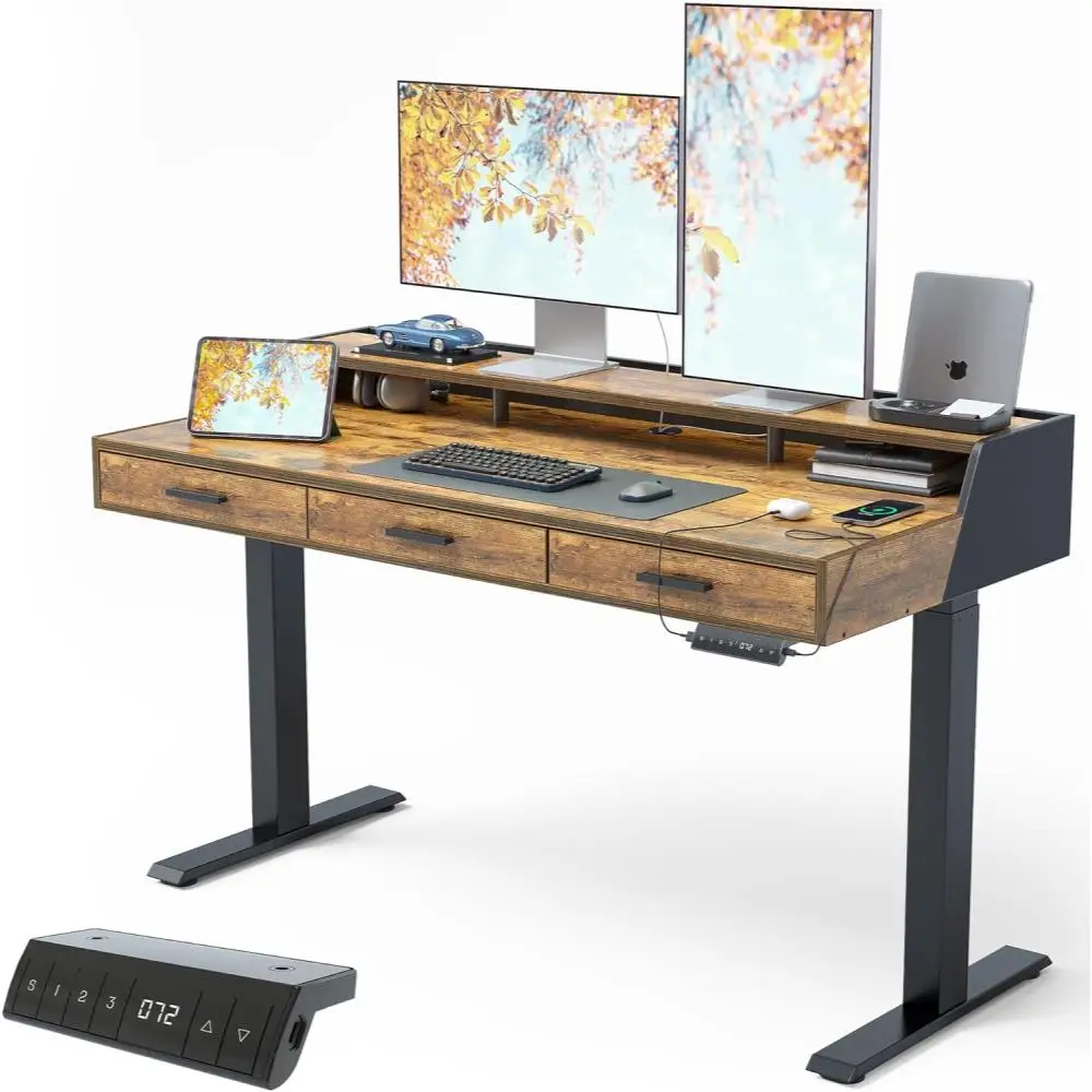 Standing Desk 55x26 Inches with 3 Wood Drawers and Monitor Shelf, Ergonomic Rising Home Office Desks, Height Adjustable
Standing Desk 55x26 Inches with 3 Wood Drawers and Monitor Shelf, Ergonomic Rising Home Office Desks, Height Adjustable