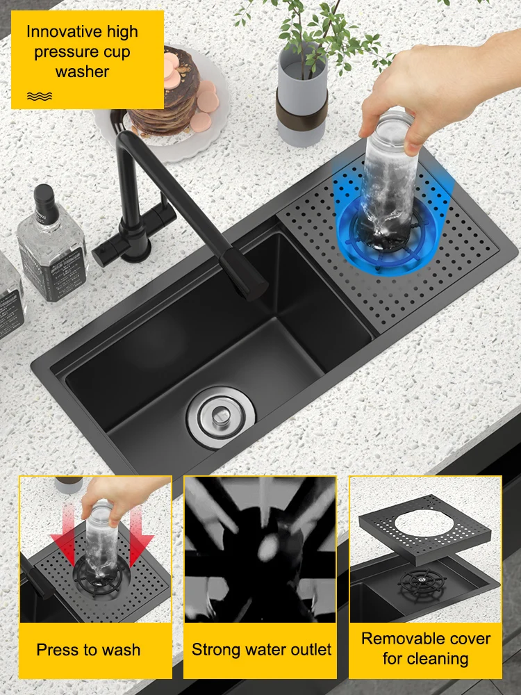 Hidden black Nano 304 Kitchen Sink Single Bowl Bar Small Size Stainless Steel Balcony Concealed Black With Cover
Hidden black Nano 304 Kitchen Sink Single Bowl Bar Small Size Stainless Steel Balcony Concealed Black With Cover