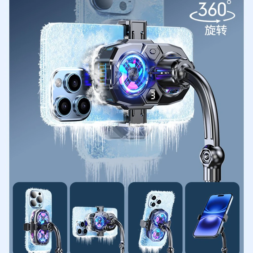 Полупроводниковое охлаждение заднего зажима, кулер для мобильного телефона, радиатор, два вентилятора, цифровой дисплей для Android/iOS, прямая трансляция и игры
Полупроводниковое охлаждение заднего зажима, кулер для мобильного телефона, радиатор, два вентилятора, цифровой дисплей для Android/iOS, прямая трансляция и игры