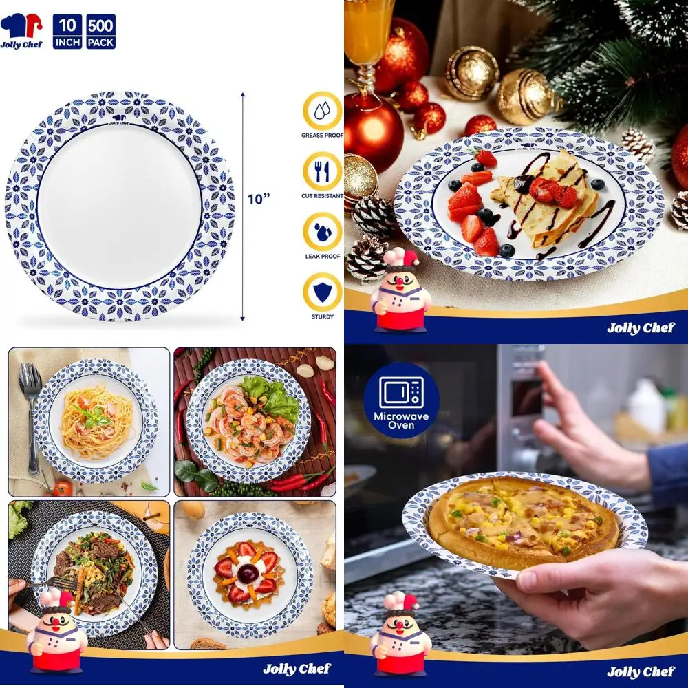 10-inch Heavy-Duty Disposable Paper Plates, 500 Pack, Waterproof and Durable for Thanksgiving or Daily Use
10-inch Heavy-Duty Disposable Paper Plates, 500 Pack, Waterproof and Durable for Thanksgiving or Daily Use