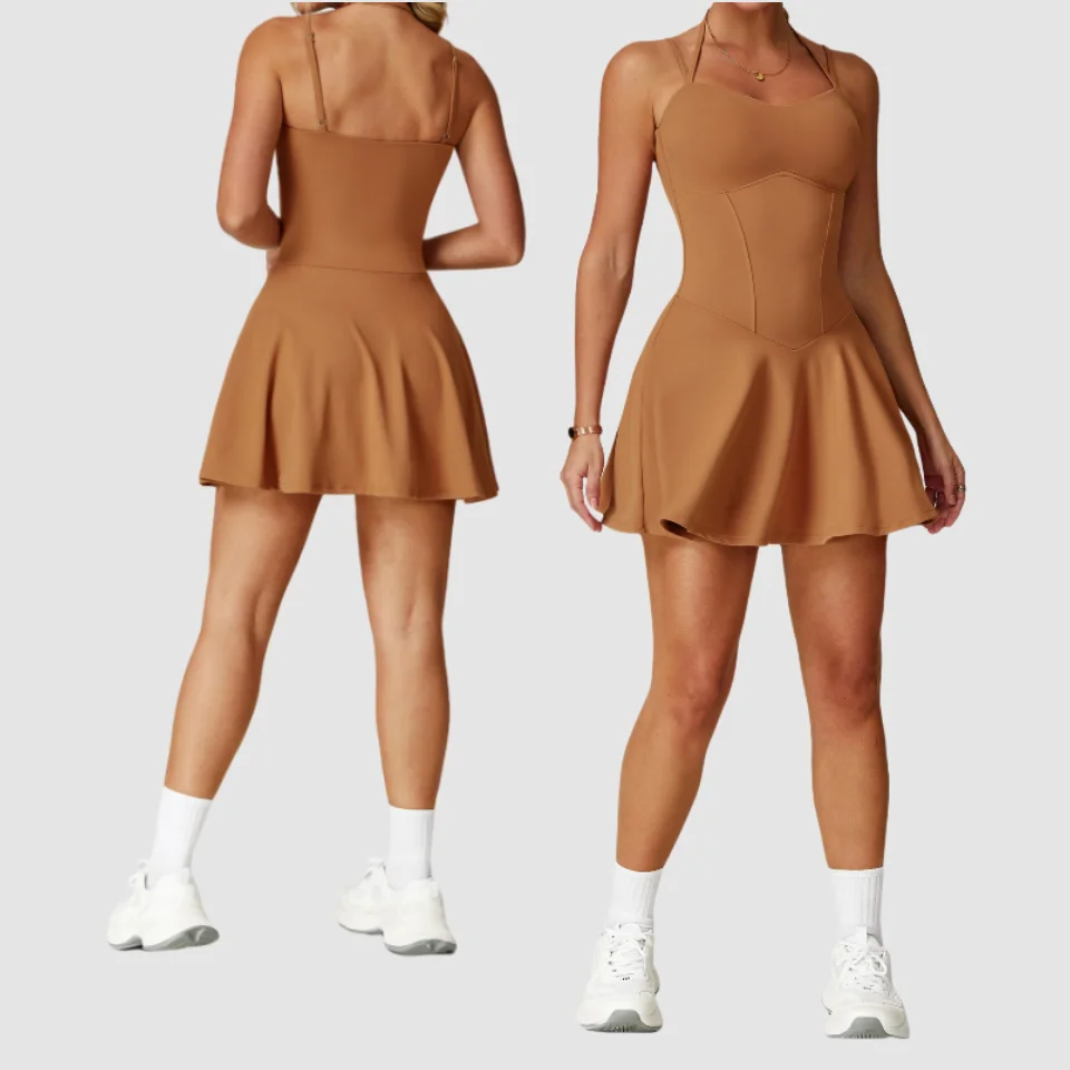 Tennis Dress Jumpsuit Sports Fitness Suspender Backless Golf Badminton Running Sports Dress Slim Pocket Short Skirt Yoga Suit
Tennis Dress Jumpsuit Sports Fitness Suspender Backless Golf Badminton Running Sports Dress Slim Pocket Short Skirt Yoga Suit