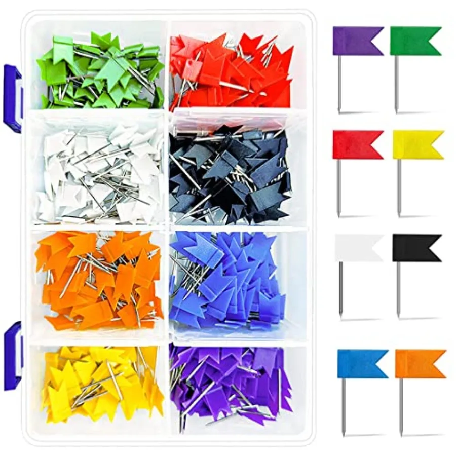 Colored Flag Travel Map Push Pins, 400 Pack Multicolored Decorative Map Tacks Assorted 8 Colors, Plastic Head for Cork Bulletin
Colored Flag Travel Map Push Pins, 400 Pack Multicolored Decorative Map Tacks Assorted 8 Colors, Plastic Head for Cork Bulletin