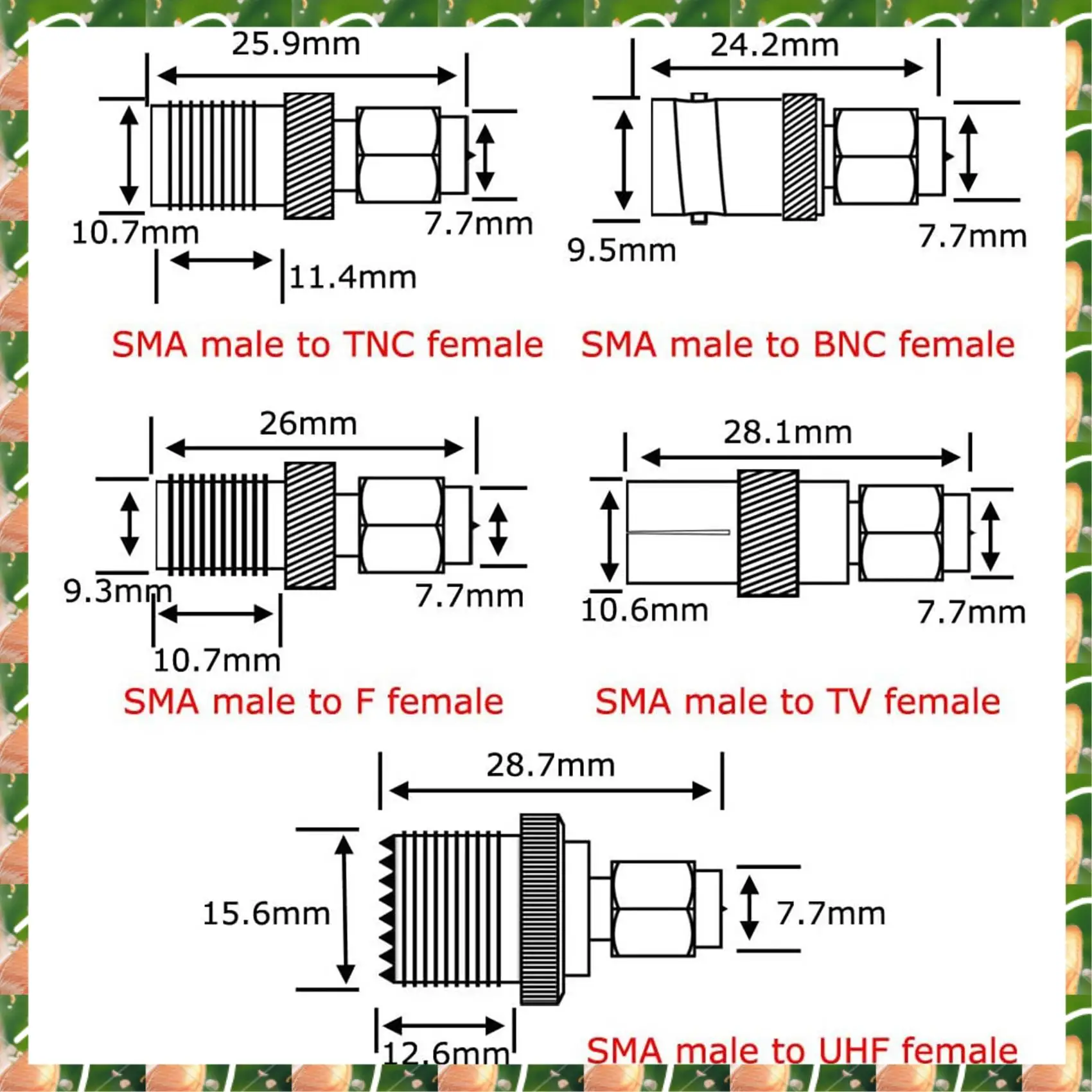 JAJA 10, набор адаптеров SMA «папа» на N/F/BNC/UHF/MCX/SMB/TV/TNC «мама», прямой никелированный позолоченный тестовый преобразователь
JAJA 10, набор адаптеров SMA «папа» на N/F/BNC/UHF/MCX/SMB/TV/TNC «мама», прямой никелированный позолоченный тестовый преобразователь