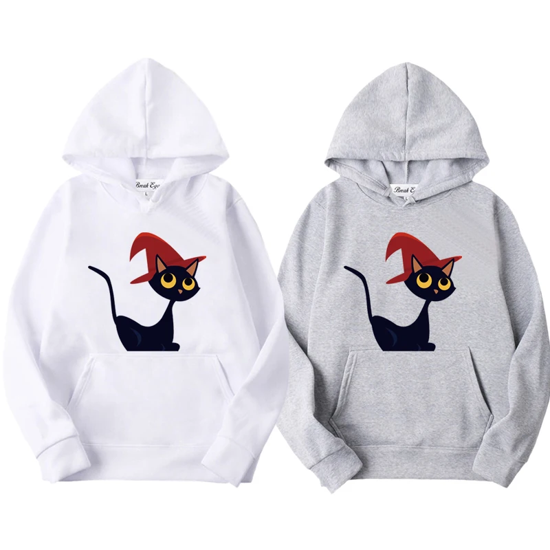 Black Cat with Red Hat Print Women Men Hoodie Polyester Cute Snag Heart Embroidery Pullover Pockets Thin Loose Autumn Sweater
Black Cat with Red Hat Print Women Men Hoodie Polyester Cute Snag Heart Embroidery Pullover Pockets Thin Loose Autumn Sweater
