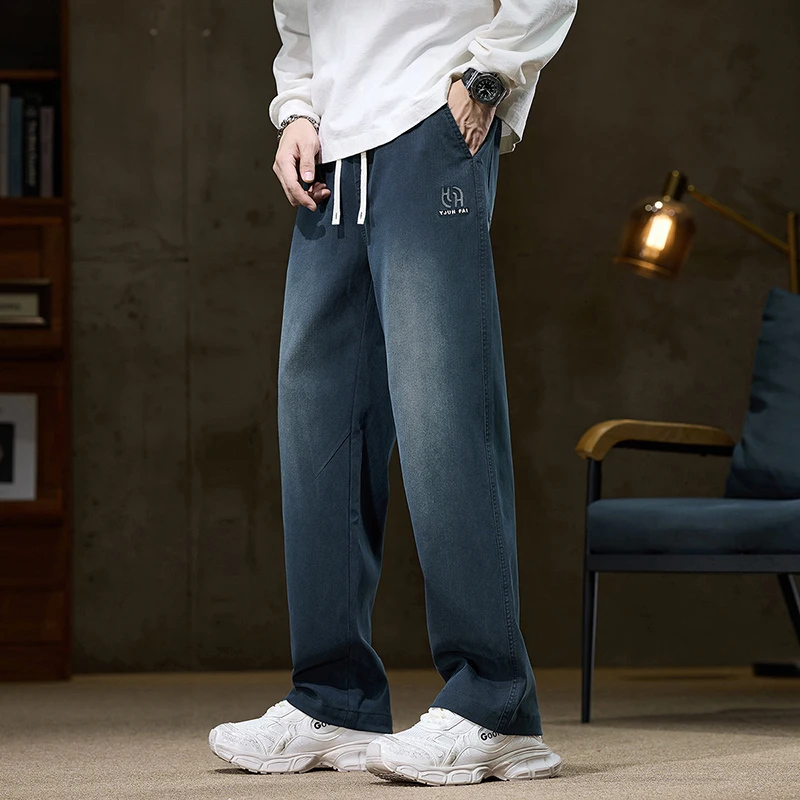 Men's Lyocell Vintage Pants Korean Fashion Straight Casual Pants Wide Comfortable Drawstring Youth Embroidered Pants Streetwear
Men's Lyocell Vintage Pants Korean Fashion Straight Casual Pants Wide Comfortable Drawstring Youth Embroidered Pants Streetwear