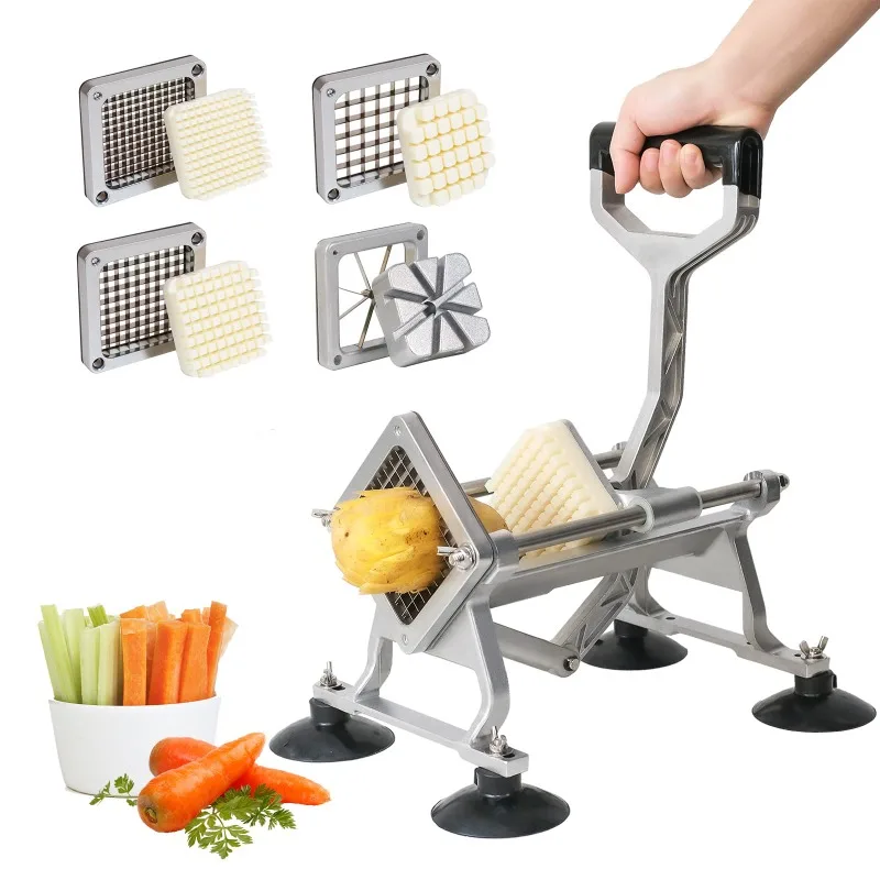 French Fry Cutter with 7/10/14MM 8-Wedge Stainless Steel Blades Manual Vegetable Chopper Cups for Carrot Cucumber Onion Potato
French Fry Cutter with 7/10/14MM 8-Wedge Stainless Steel Blades Manual Vegetable Chopper Cups for Carrot Cucumber Onion Potato