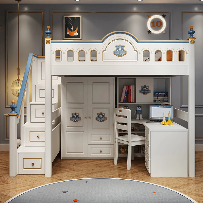 Children's bed, desk integrated bed and lower table, staggered upper and lower bunk, desk wardrobe combined bed, empty under the
Children's bed, desk integrated bed and lower table, staggered upper and lower bunk, desk wardrobe combined bed, empty under the