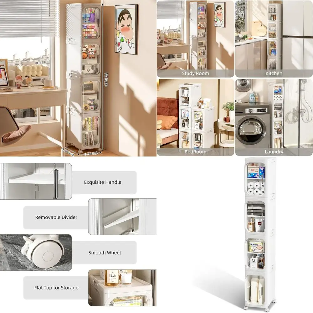 Space-Saving Bathroom Storage Cabinet on Wheels with Removable Shelves for Compact Spaces
Space-Saving Bathroom Storage Cabinet on Wheels with Removable Shelves for Compact Spaces