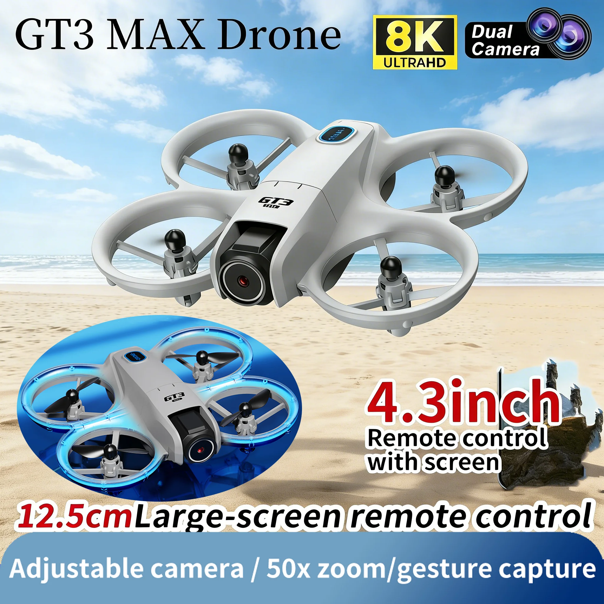 Hot NEW GPS Drones GT3 8K HD Dual Cameras 180° FPV 5G WIFI Brushless Motors Intelligence Obstacle Avoidance Foldable Quadcopters
Hot NEW GPS Drones GT3 8K HD Dual Cameras 180° FPV 5G WIFI Brushless Motors Intelligence Obstacle Avoidance Foldable Quadcopters