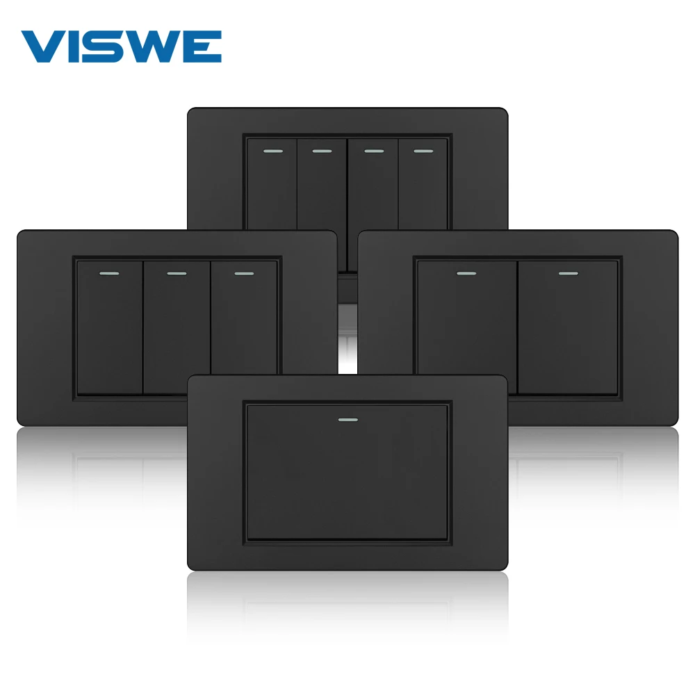 VISWE Black Light Switch 1/2/3/4 Gang Dimmer Plastics panel Wall Power Button Switches for House 220V
VISWE Black Light Switch 1/2/3/4 Gang Dimmer Plastics panel Wall Power Button Switches for House 220V