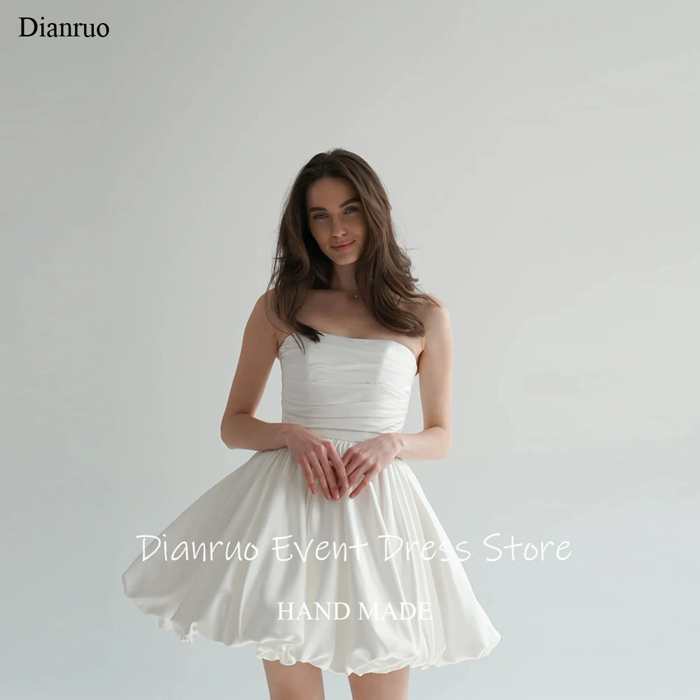 Dianruo Strapless Backless Wedding Dresses Sleeveless Satin A Line Vestido De Noiva Ruched Bodice Evening Dresses Customized
Dianruo Strapless Backless Wedding Dresses Sleeveless Satin A Line Vestido De Noiva Ruched Bodice Evening Dresses Customized