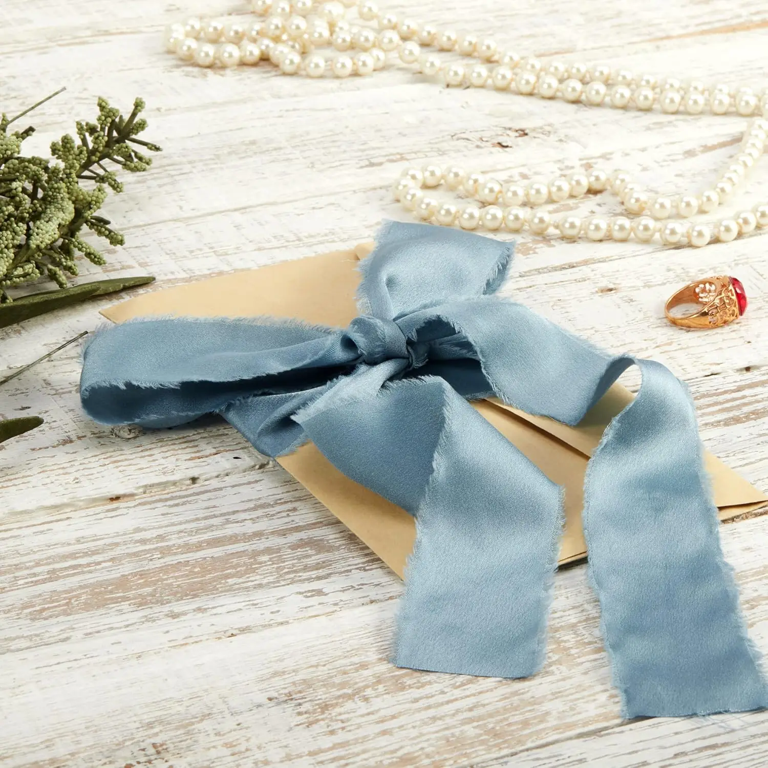 Ivory Blue Ribbon for Gift Wrapping, Silk Satin Chiffon Frayed Fabric Ribbons for Crafts Flower Bouquets 1-1/2 Inch x 21 Yd
Ivory Blue Ribbon for Gift Wrapping, Silk Satin Chiffon Frayed Fabric Ribbons for Crafts Flower Bouquets 1-1/2 Inch x 21 Yd