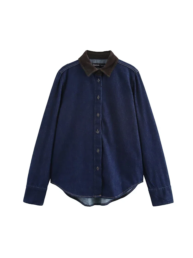 Willshela Women Fashion Denim Blue Single Breasted Blouse Vintage Lapel Neck Long Sleeves Female Chic Lady Shirts
Willshela Women Fashion Denim Blue Single Breasted Blouse Vintage Lapel Neck Long Sleeves Female Chic Lady Shirts