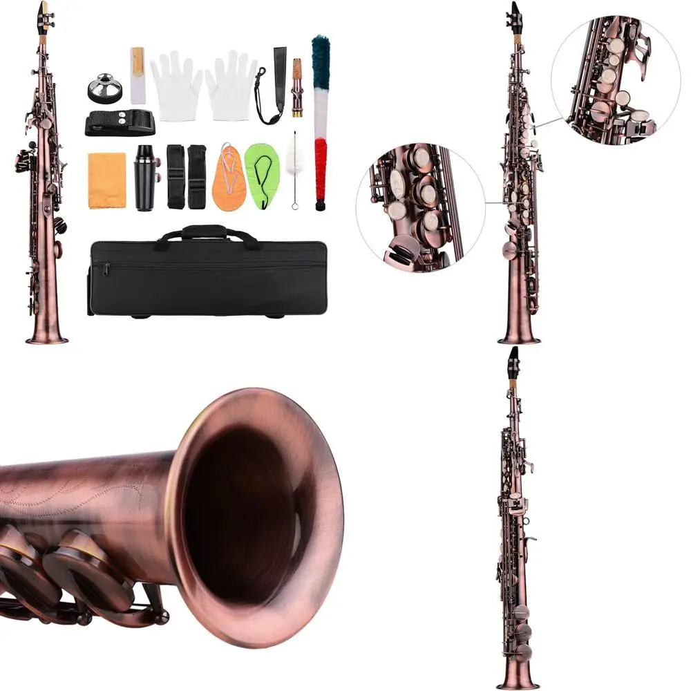 Straight Saxope Bb Soprano Saxope Sax Proional Red Bronze straight saxope Woodwind Instrument with Case Gloves Cleaning Cloth St
Straight Saxope Bb Soprano Saxope Sax Proional Red Bronze straight saxope Woodwind Instrument with Case Gloves Cleaning Cloth St