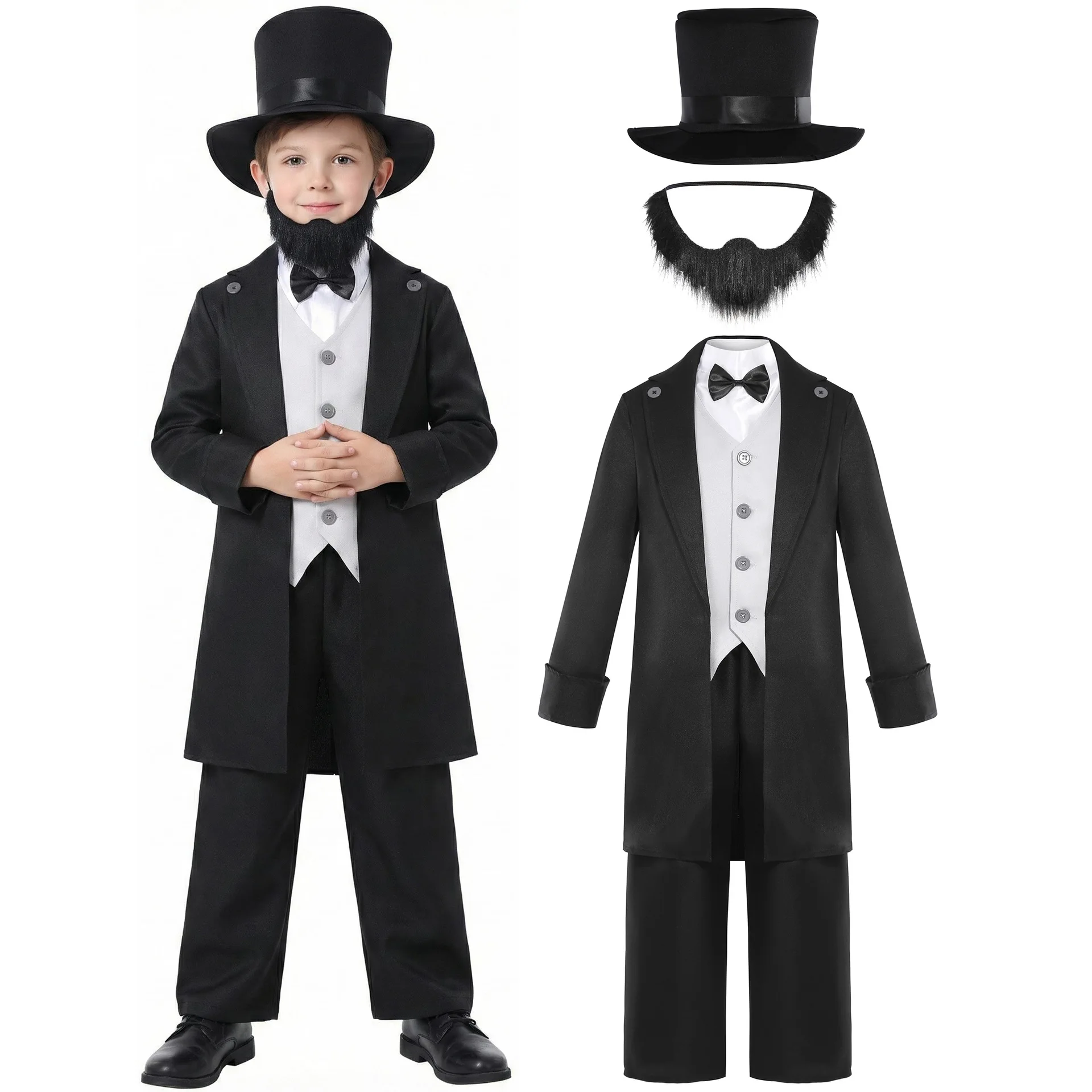 Kids President Role Play Costume Boys Vintage Statesman Suit Halloween Carnival Party Dress Up Outfit
Kids President Role Play Costume Boys Vintage Statesman Suit Halloween Carnival Party Dress Up Outfit