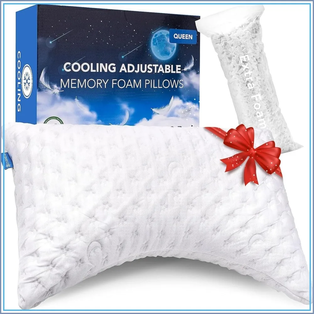 Cooling Side Sleeper Pillow for Neck and Shoulder Pain, Shredded Memory Foam Curved Bed Pillows Set of 1, Adjustable Queen Size, Washable Cover Crescent White
Cooling Side Sleeper Pillow for Neck and Shoulder Pain, Shredded Memory Foam Curved Bed Pillows Set of 1, Adjustable Queen Size, Washable Cover Crescent White