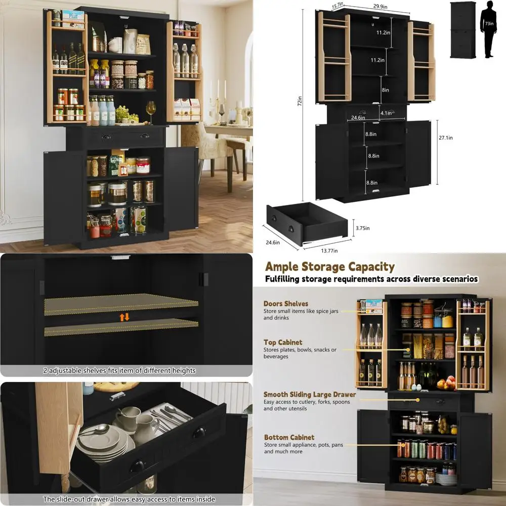 Freestanding Tall Cupboard Storage Cabinet with Drawers, Utility Pantry Cabinet, Door Shelves for Kitchen Organization
Freestanding Tall Cupboard Storage Cabinet with Drawers, Utility Pantry Cabinet, Door Shelves for Kitchen Organization