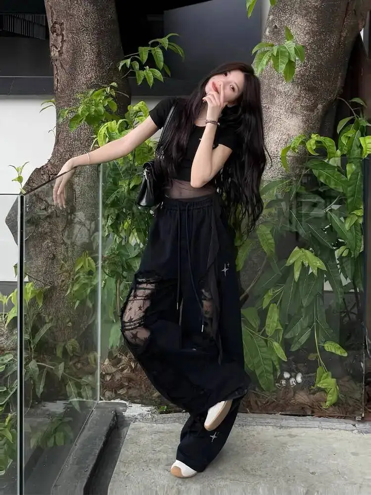 Vintage Harajuku New Jeans Women Transparent Gauze Gothic Casual High Waisted Jeans Streetwear Black Wide Pants
Vintage Harajuku New Jeans Women Transparent Gauze Gothic Casual High Waisted Jeans Streetwear Black Wide Pants