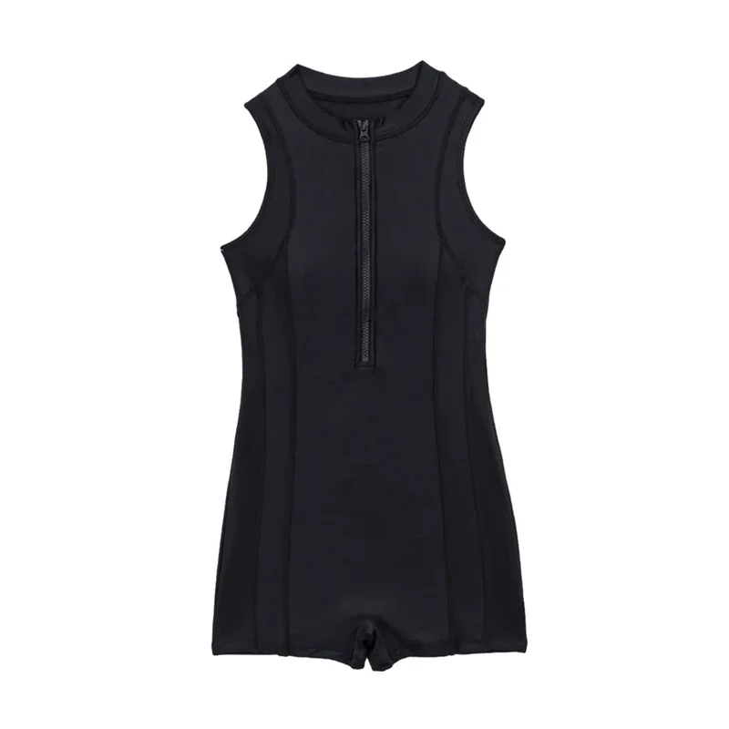 Women Black One Piece Swimsuit Solid Color Zippered Sleeveless Beachwear Bathers Female BathingBodysuit Swimwear
Women Black One Piece Swimsuit Solid Color Zippered Sleeveless Beachwear Bathers Female BathingBodysuit Swimwear