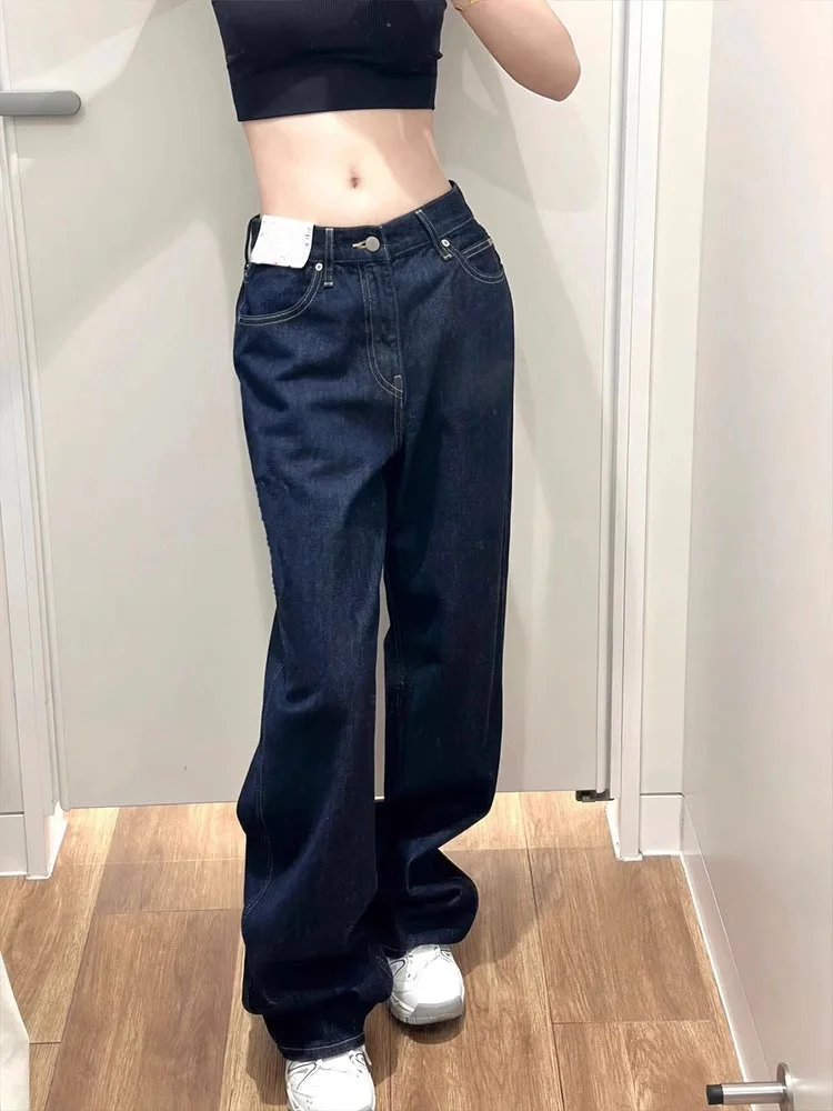 Синие джинсовые брюки с высокой талией и широкими штанинами, женские свободные прямые длинные брюки, осенние новые брюки больших размеров, длина до пола
Синие джинсовые брюки с высокой талией и широкими штанинами, женские свободные прямые длинные брюки, осенние новые брюки больших размеров, длина до пола