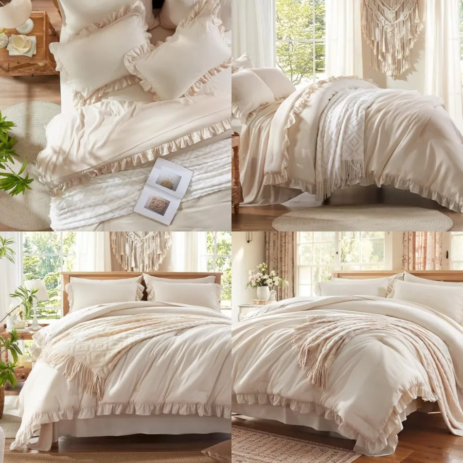 Comforter Set 7 Pcs, Beige Bed in a Bag with Sheets, All Season Ruffle Shabby Chic Bedding Sets with 1 Comforter, 2 Pillow Sham
Comforter Set 7 Pcs, Beige Bed in a Bag with Sheets, All Season Ruffle Shabby Chic Bedding Sets with 1 Comforter, 2 Pillow Sham