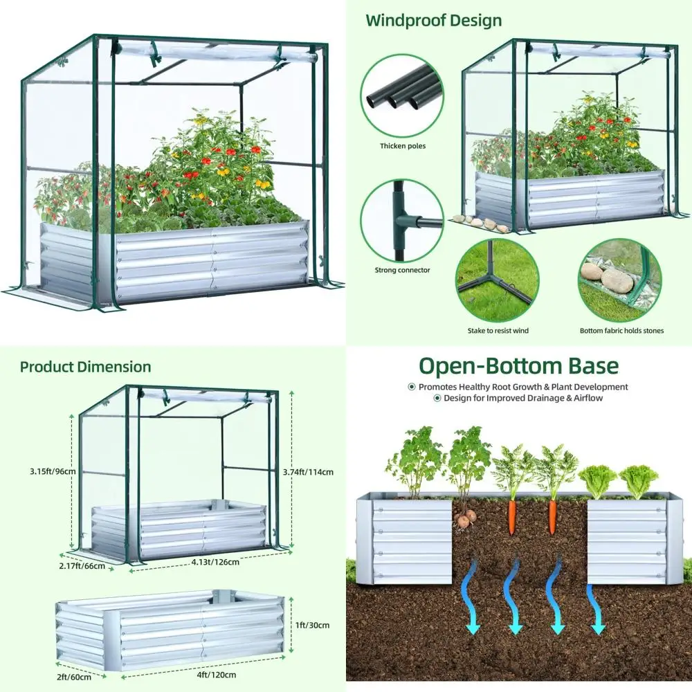 Оцинкованная металлическая садовая кровать с крышкой для теплицы из ПВХ, ящик для цветов 4x2x1 футов, защита от мороза и птиц для растений
Оцинкованная металлическая садовая кровать с крышкой для теплицы из ПВХ, ящик для цветов 4x2x1 футов, защита от мороза и птиц для растений