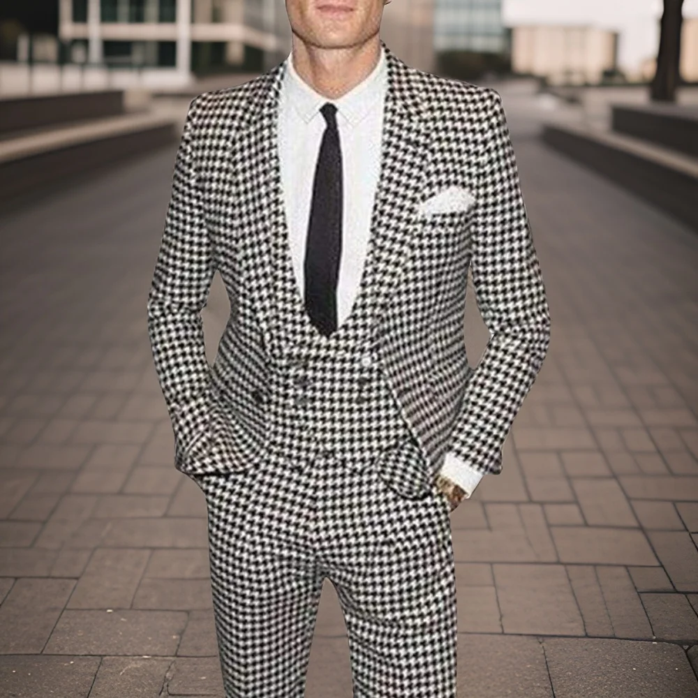Plaid Men's Suits Notch Lapel Jacket 3 Pcs Houndstooth Groom Tuxedos for Wedding Business Costume (Blazer+Vest+Pants) 2024
Plaid Men's Suits Notch Lapel Jacket 3 Pcs Houndstooth Groom Tuxedos for Wedding Business Costume (Blazer+Vest+Pants) 2024