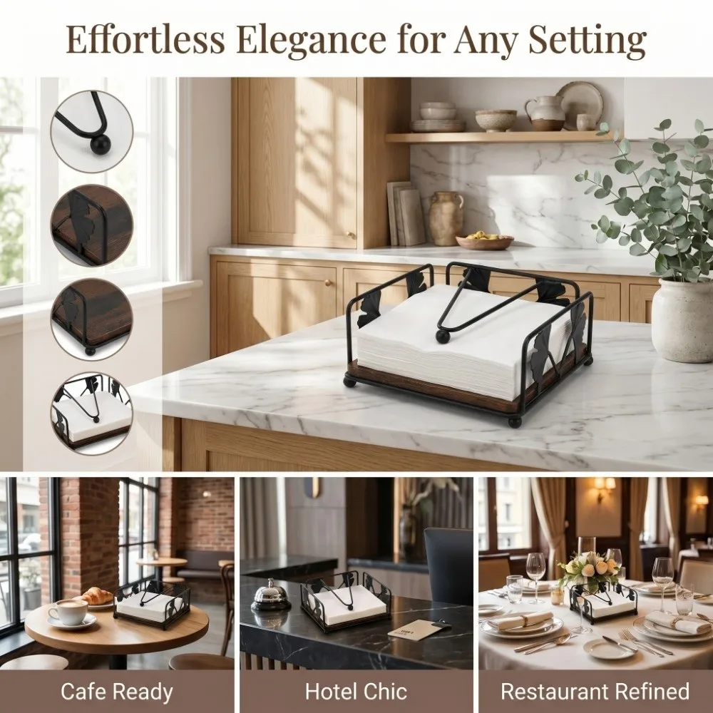 Desktop Ornament Solid Wood Base Napkin Holder Iron Flat Tissue Holder Reusable Freestanding Paper Dispenser Hotel Cafe
Desktop Ornament Solid Wood Base Napkin Holder Iron Flat Tissue Holder Reusable Freestanding Paper Dispenser Hotel Cafe