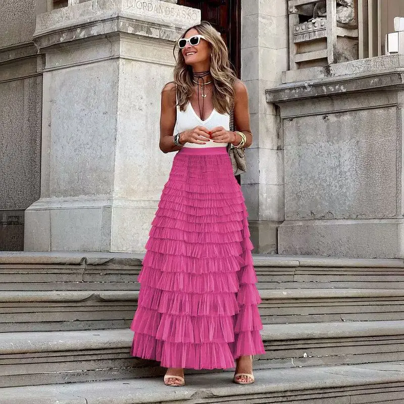 Elegant Pure Color High Waist Mesh Puffy Half Skirt Women's Long Skirt Autumn Season Sweet Style Batted Type Cake Skirt
Elegant Pure Color High Waist Mesh Puffy Half Skirt Women's Long Skirt Autumn Season Sweet Style Batted Type Cake Skirt