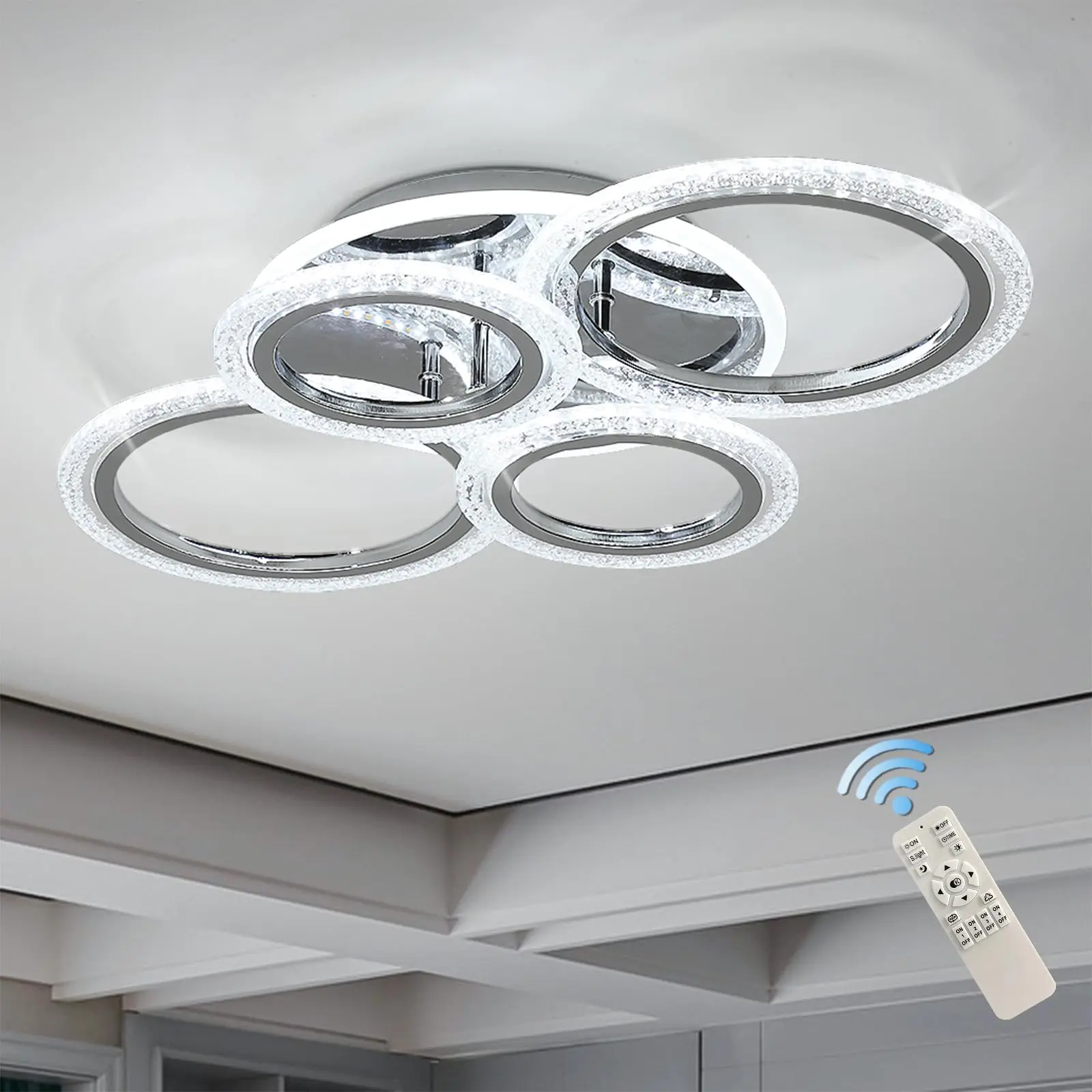 Garwarm LED Ceiling Light Dimmable Modern Ceiling Lamp White 4 Rings Remote Control Lighting Fixture for Living Room Bedroom
Garwarm LED Ceiling Light Dimmable Modern Ceiling Lamp White 4 Rings Remote Control Lighting Fixture for Living Room Bedroom